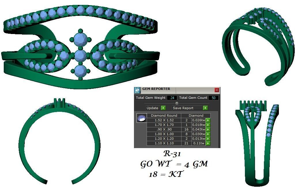 144 women ring 3dm stl bulk collection  3D print model_29