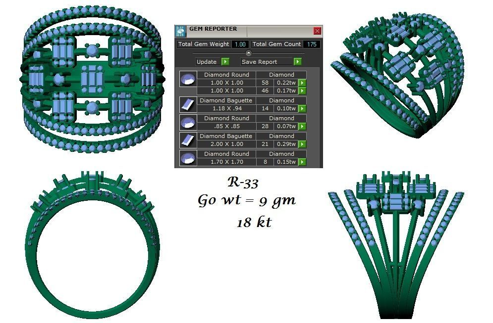 144 women ring 3dm stl bulk collection  3D print model_52