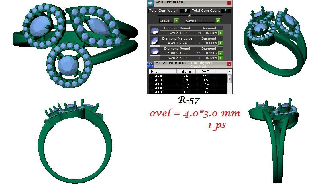 144 women ring 3dm stl bulk collection  3D print model_60