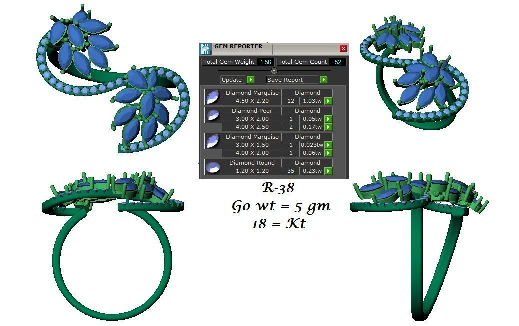 144 women ring 3dm stl bulk collection  3D print model_39