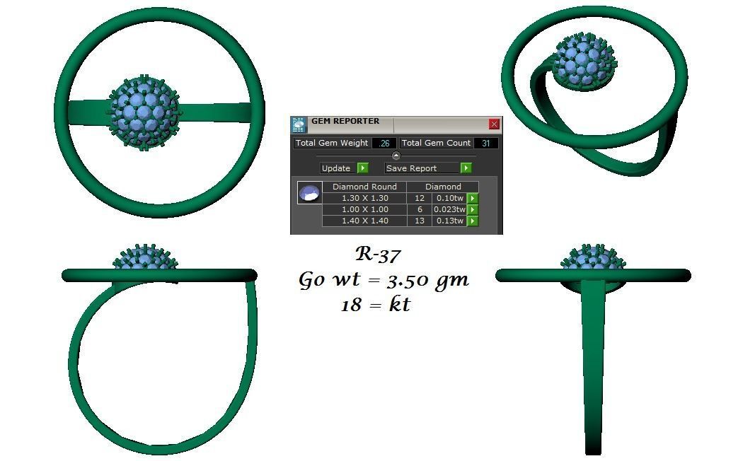 144 women ring 3dm stl bulk collection  3D print model_38
