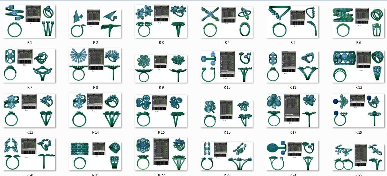 144 women ring 3dm stl bulk collection  3D print model_3