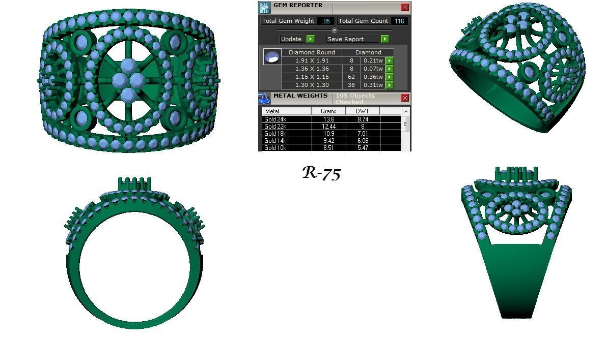 144 women ring 3dm stl bulk collection  3D print model_74