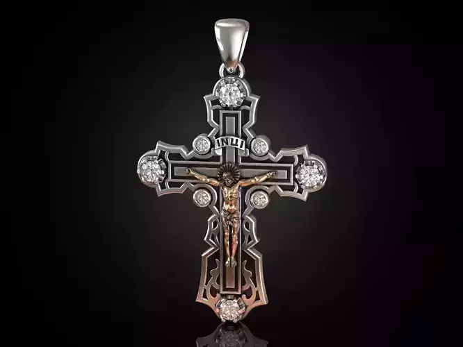 Cross with enamel and savior 460 3D print model