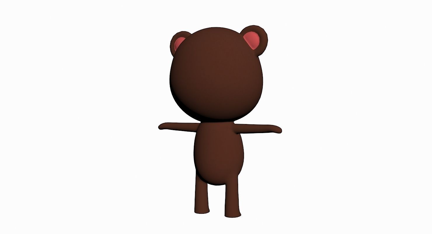 Cartoon Bear Character Low-poly 3D model_4