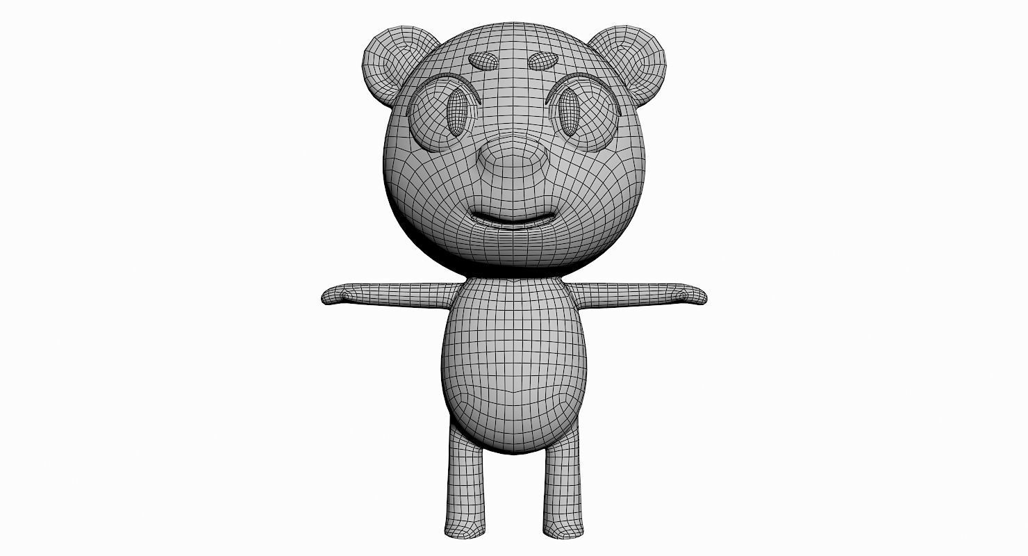 Cartoon Bear Character Low-poly 3D model_8