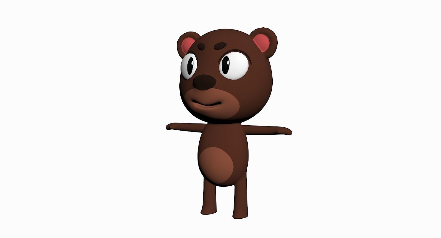 Cartoon Bear Character Low-poly 3D model_2