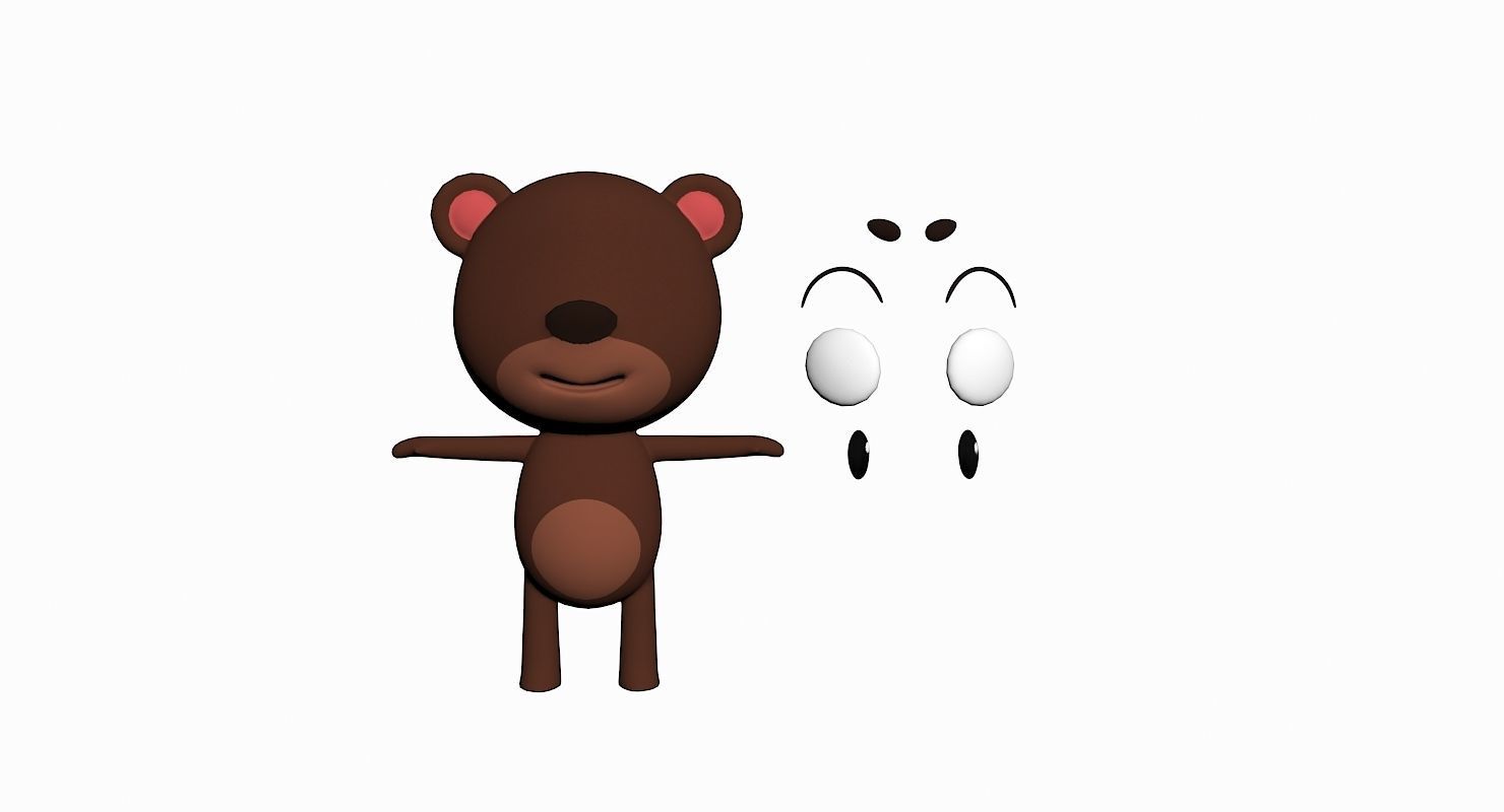 Cartoon Bear Character Low-poly 3D model_6