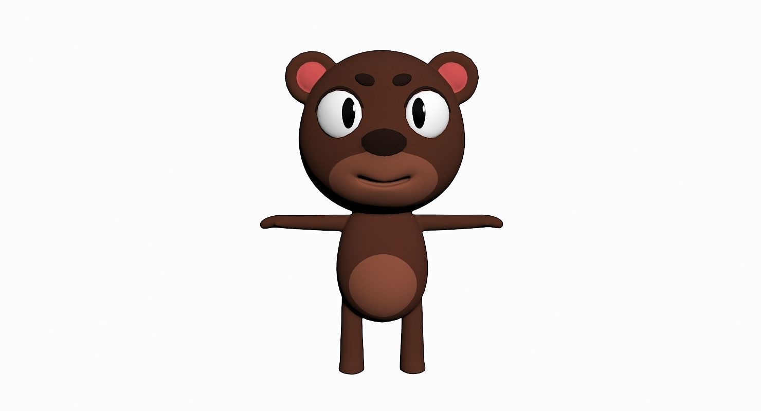 Cartoon Bear Character Low-poly 3D model_1