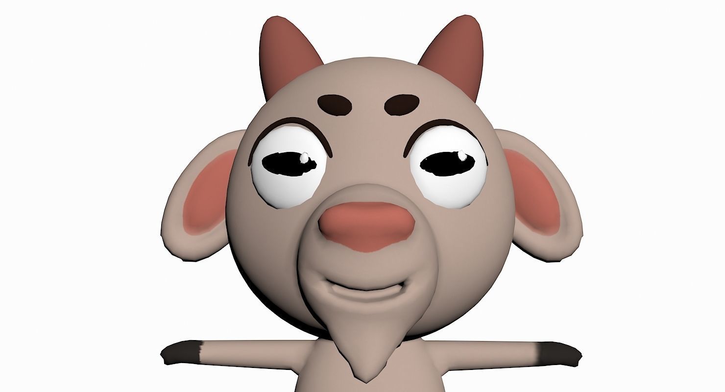 Cartoon Goat Character Low-poly 3D model_5