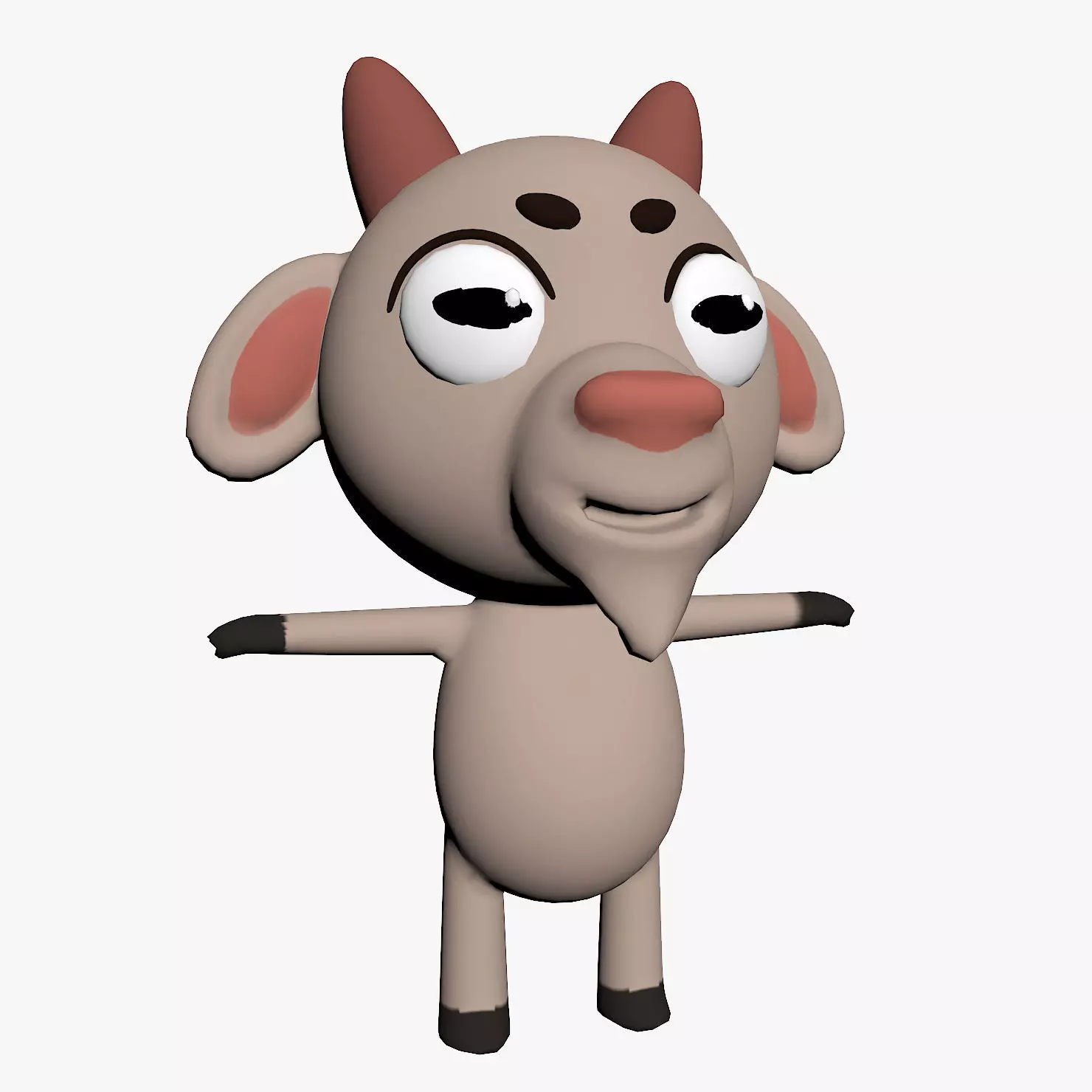 Cartoon Goat Character Low-poly 3D model_0
