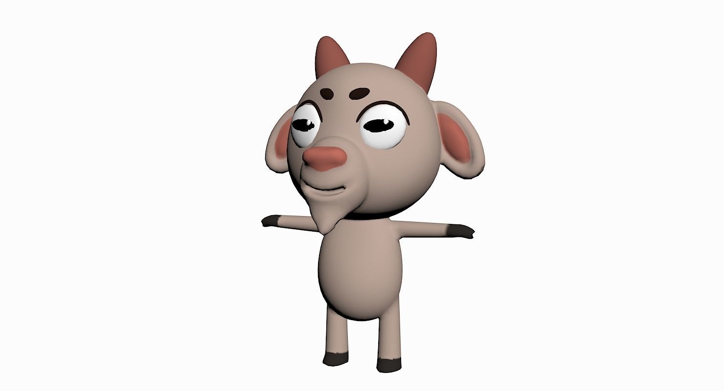 Cartoon Goat Character Low-poly 3D model_2