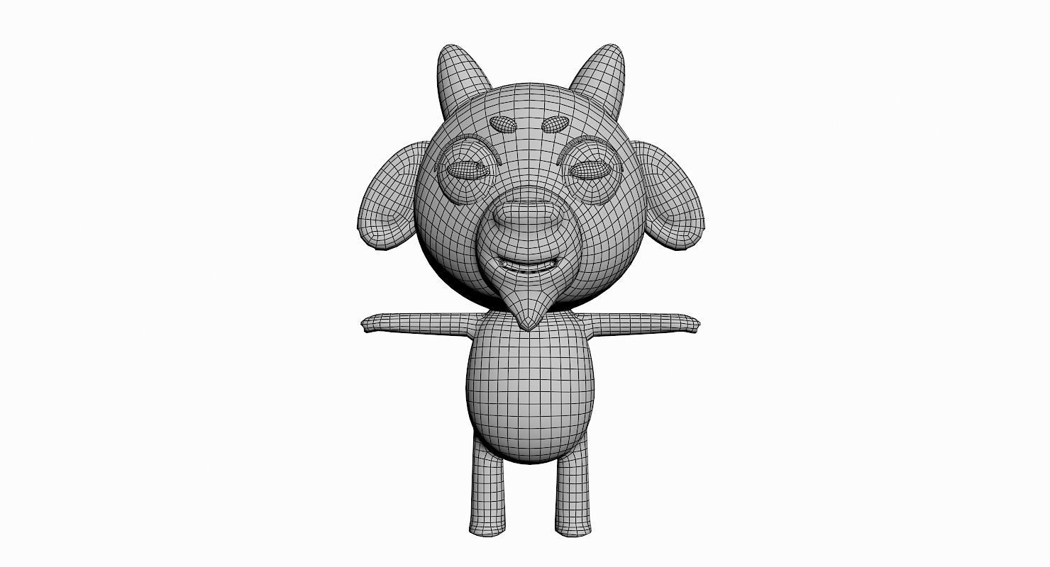 Cartoon Goat Character Low-poly 3D model_7