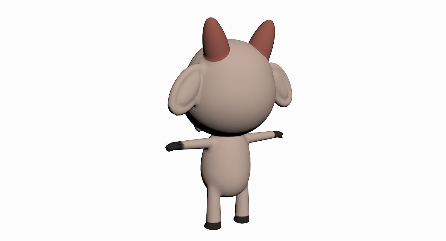 Cartoon Goat Character Low-poly 3D model_3