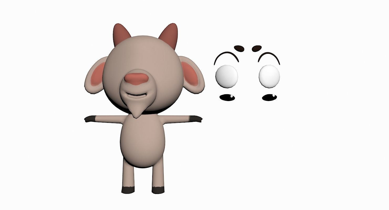 Cartoon Goat Character Low-poly 3D model_6