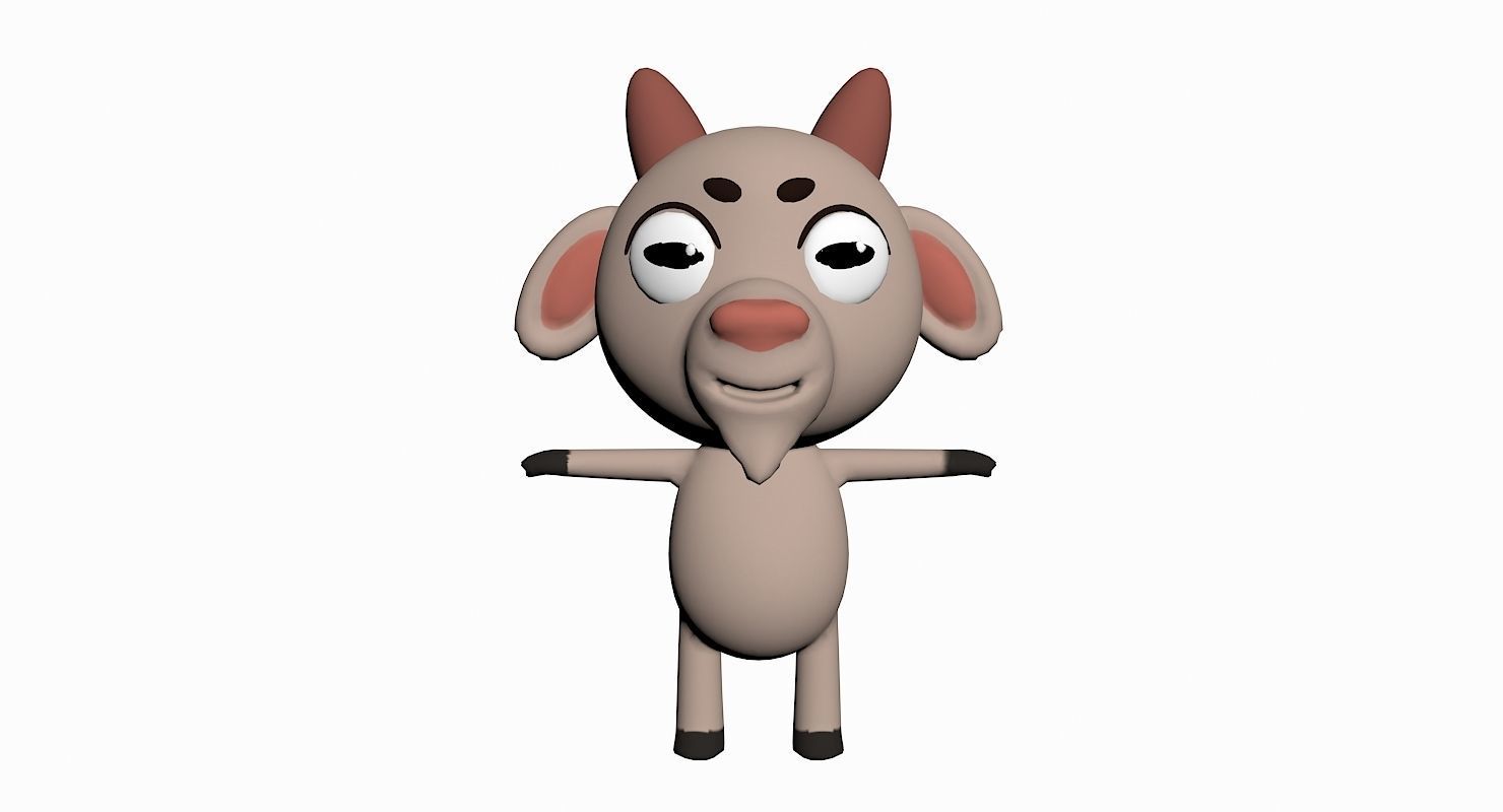 Cartoon Goat Character Low-poly 3D model_1