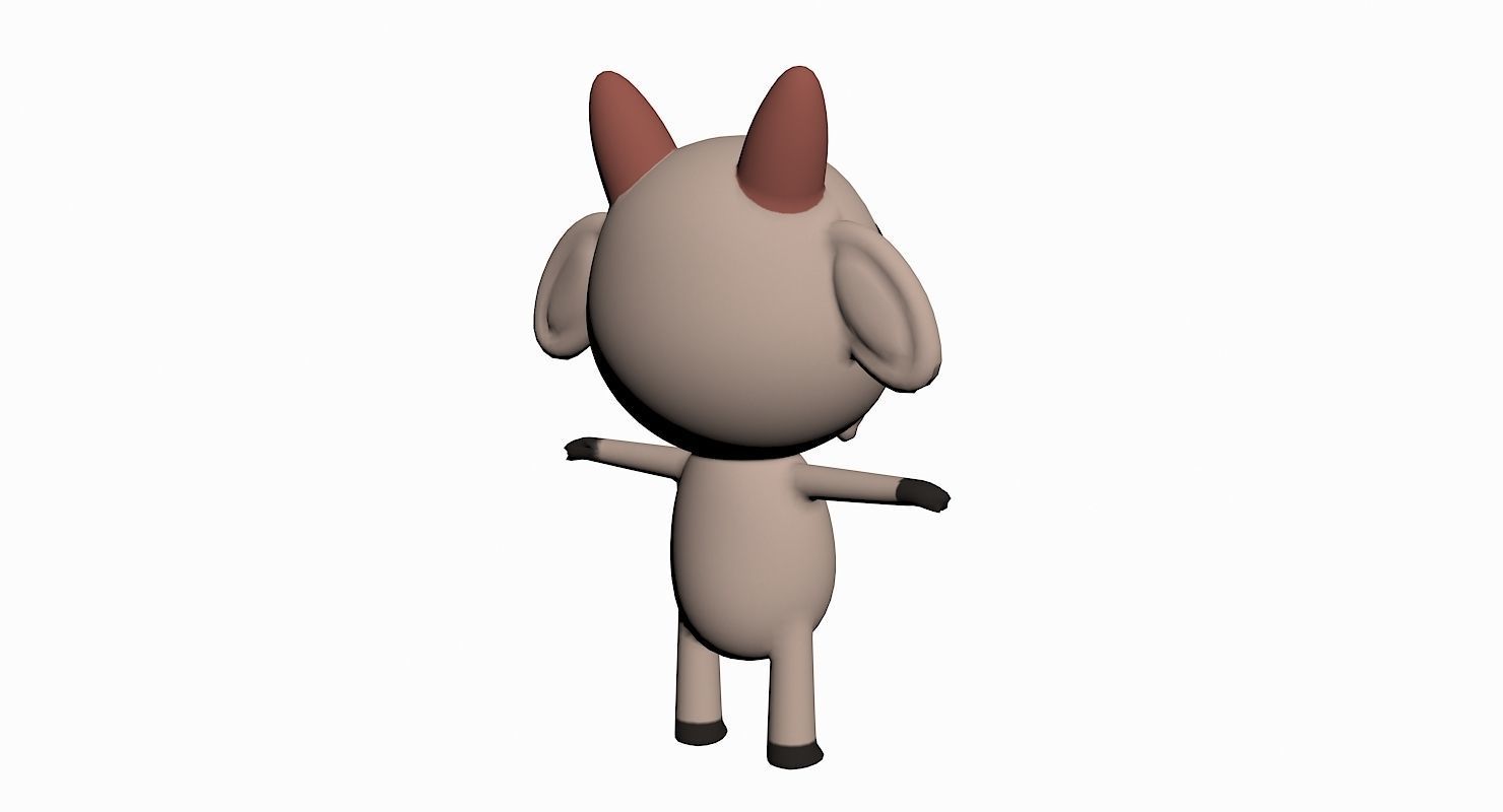 Cartoon Goat Character Low-poly 3D model_4