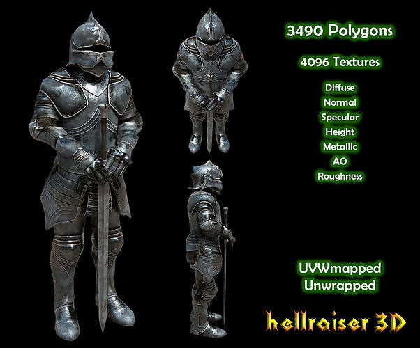 Armored Knight - PBR - Textured Low-poly 3D model