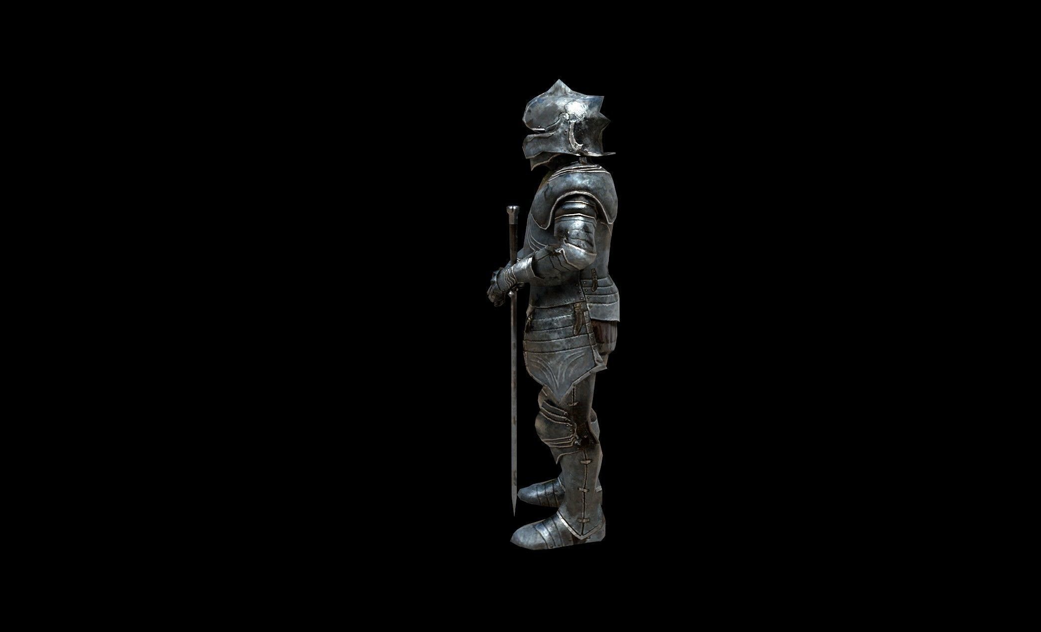Armored Knight - PBR - Textured Low-poly 3D model_6