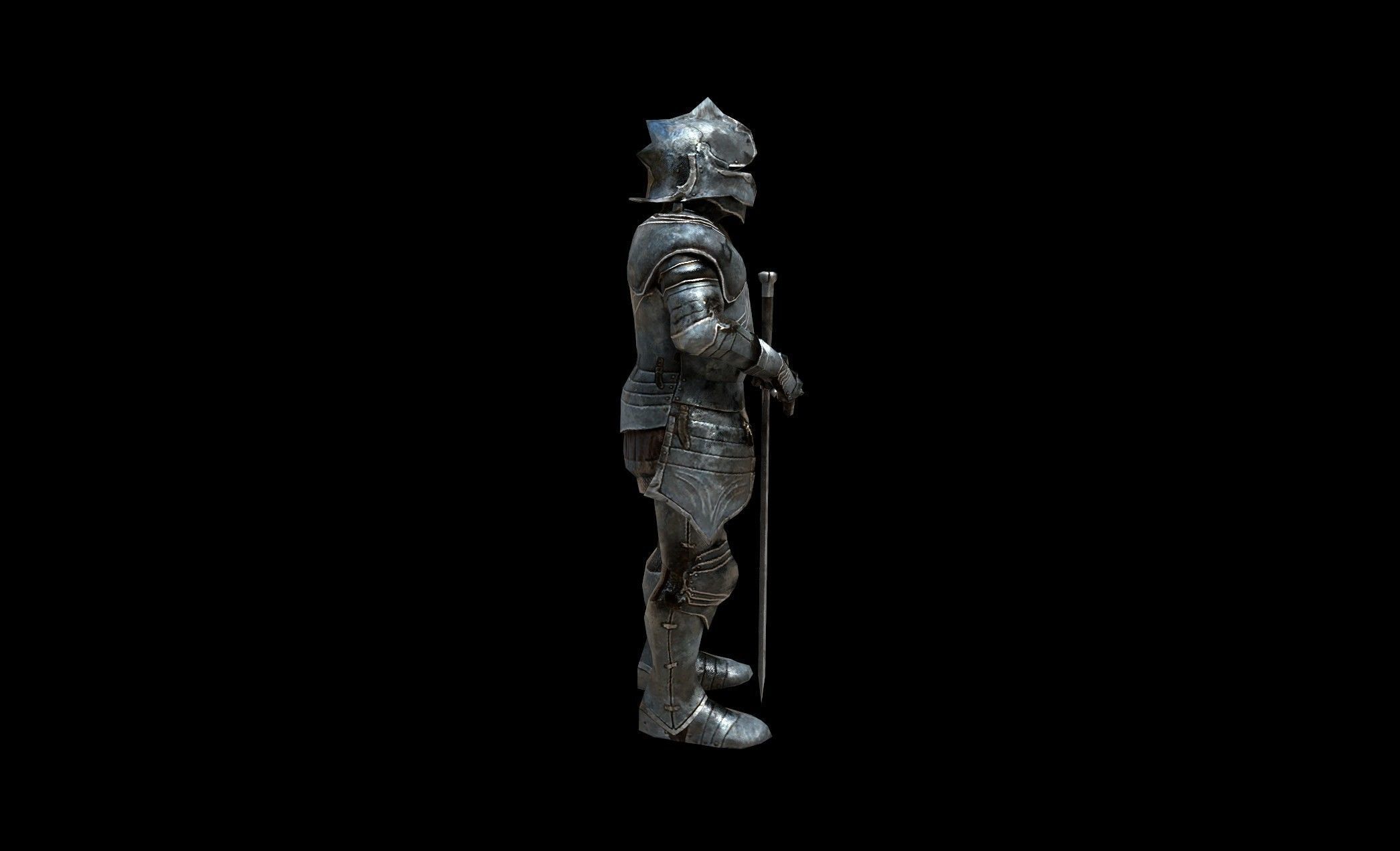 Armored Knight - PBR - Textured Low-poly 3D model_3