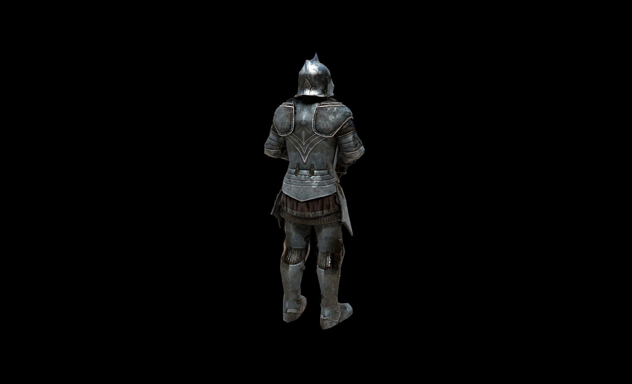 Armored Knight - PBR - Textured Low-poly 3D model_4