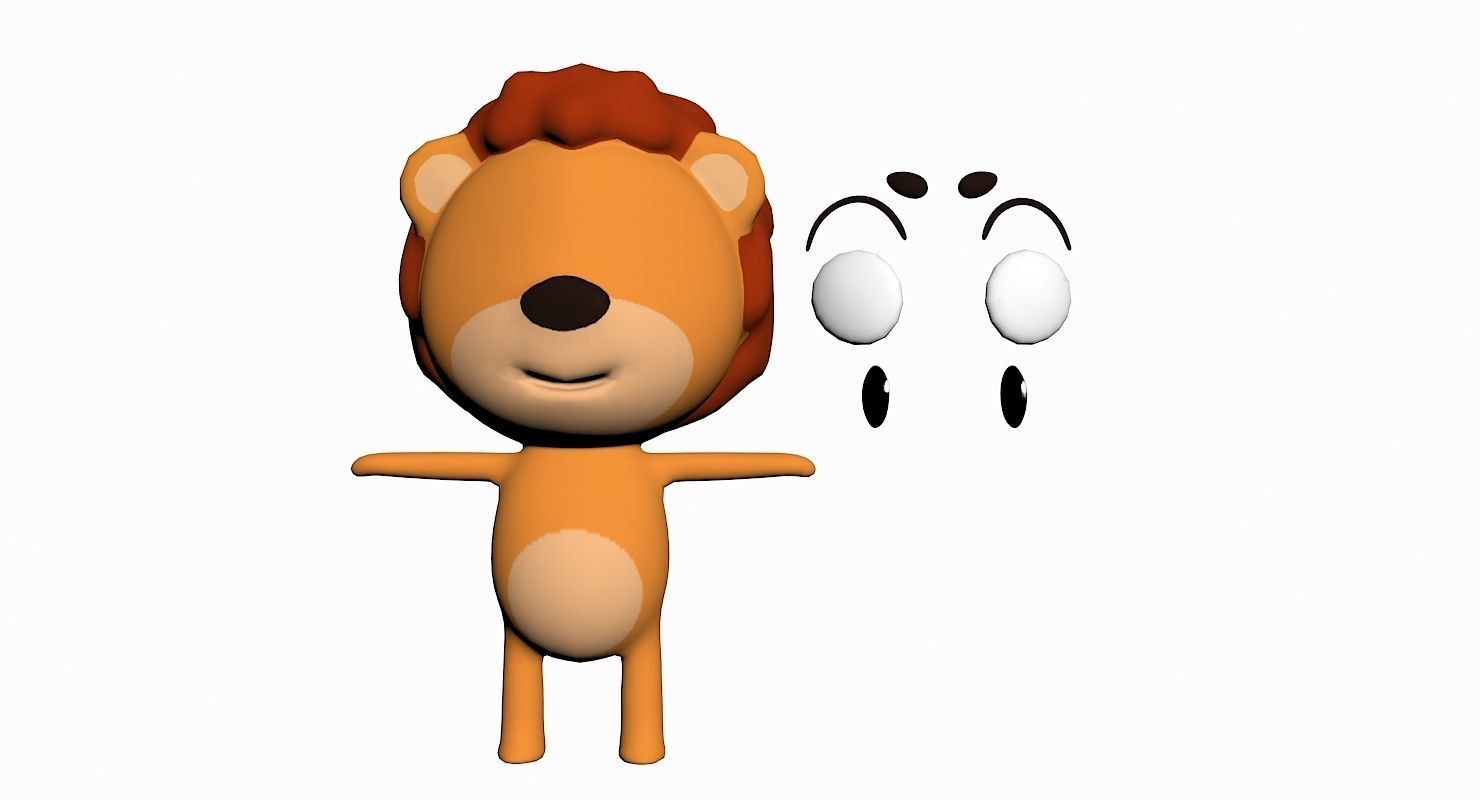 Cartoon Lion Character Low-poly 3D model_6