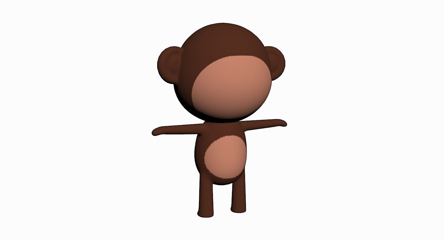 Cartoon Monkey Character Low-poly 3D model_3