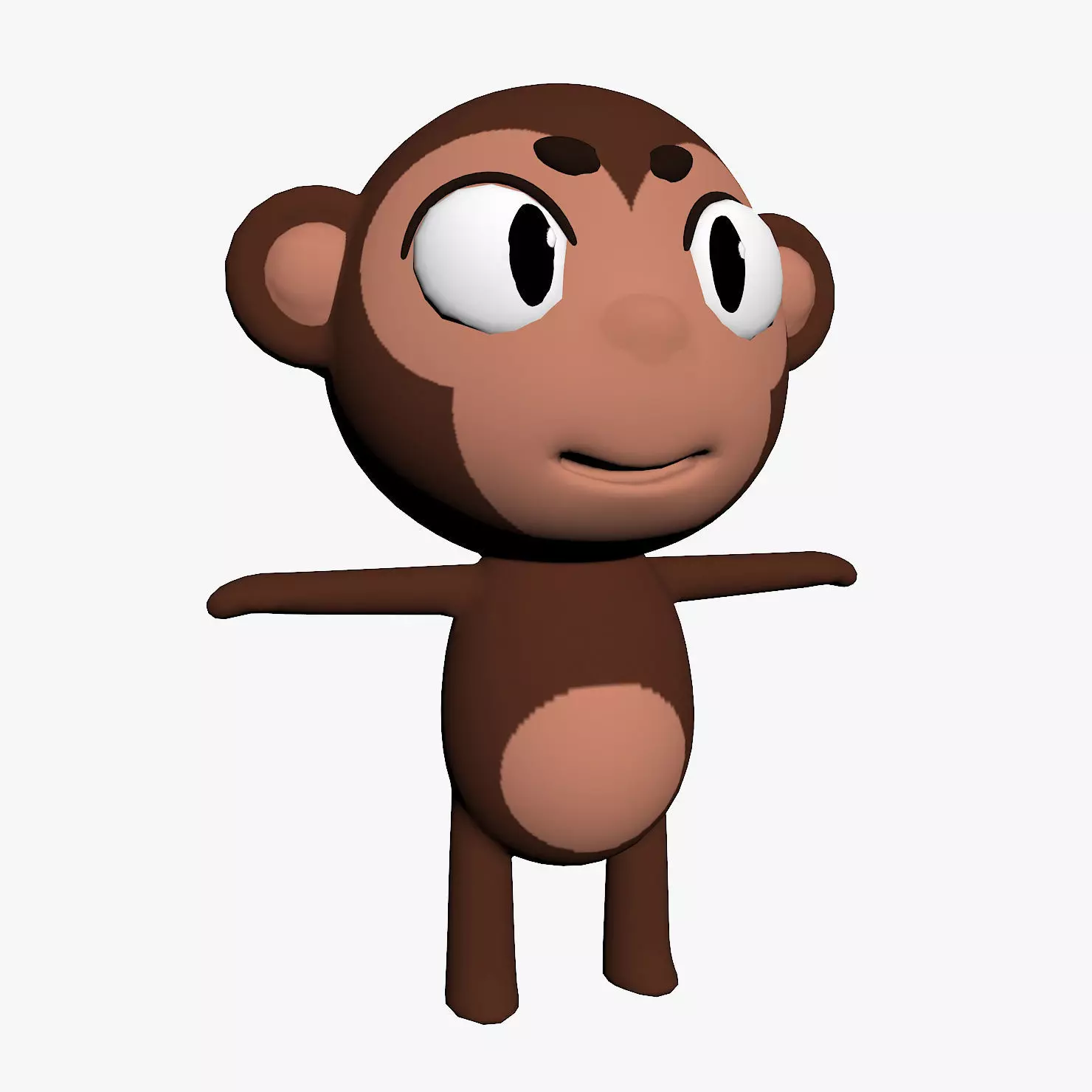 Cartoon Monkey Character Low-poly 3D model_0