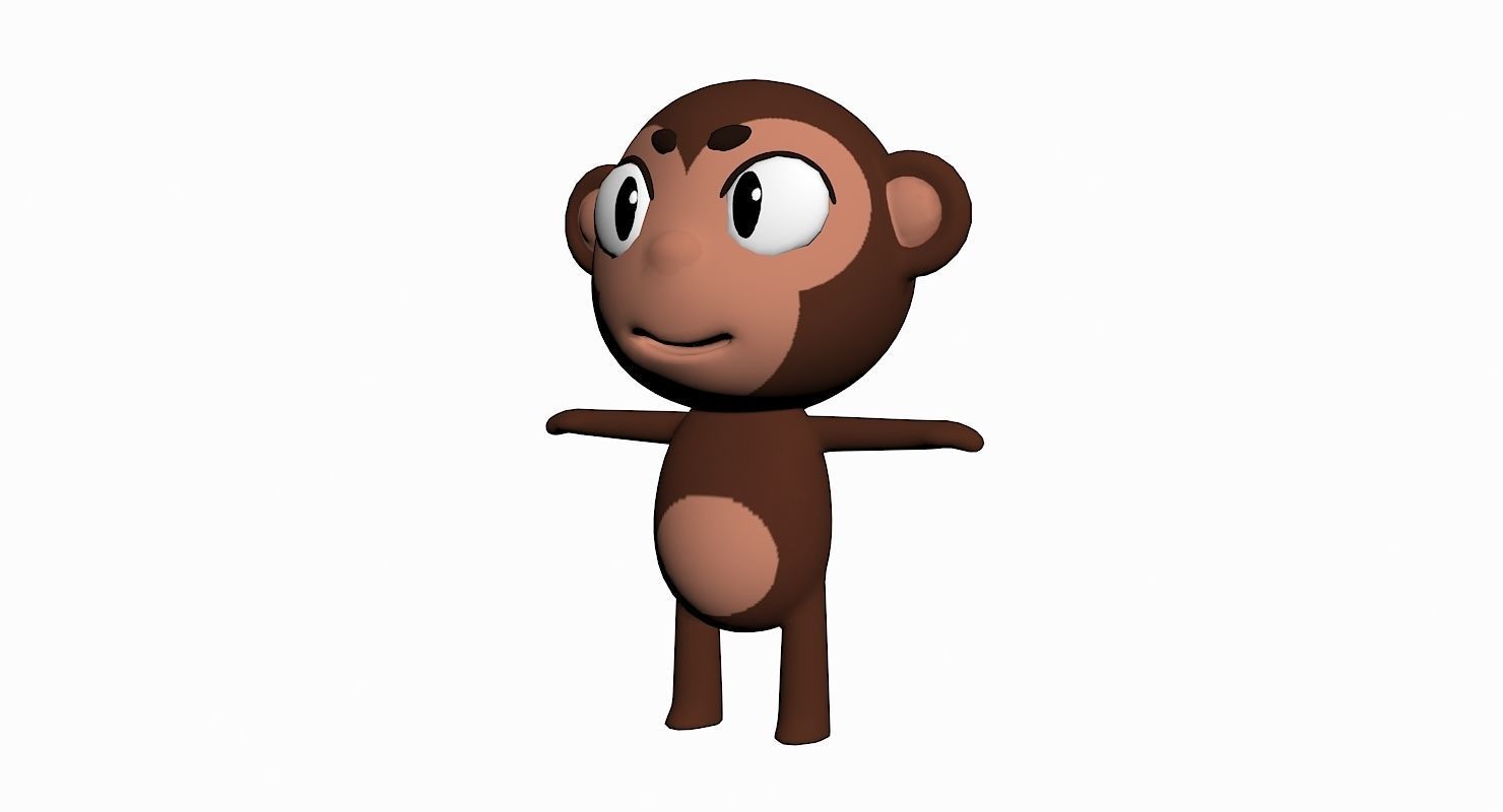 Cartoon Monkey Character Low-poly 3D model_2