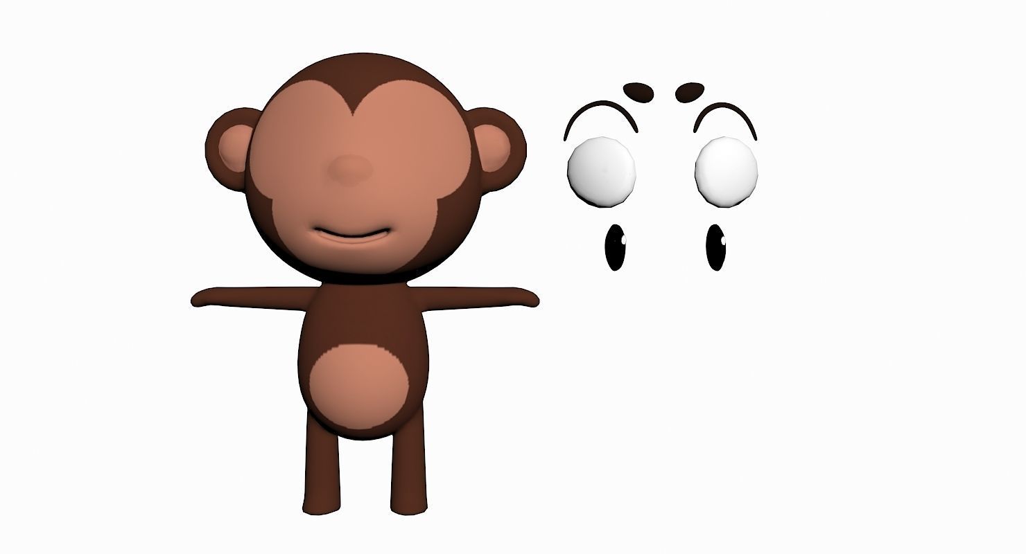 Cartoon Monkey Character Low-poly 3D model_6
