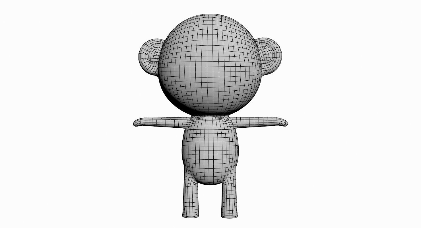 Cartoon Monkey Character Low-poly 3D model_8