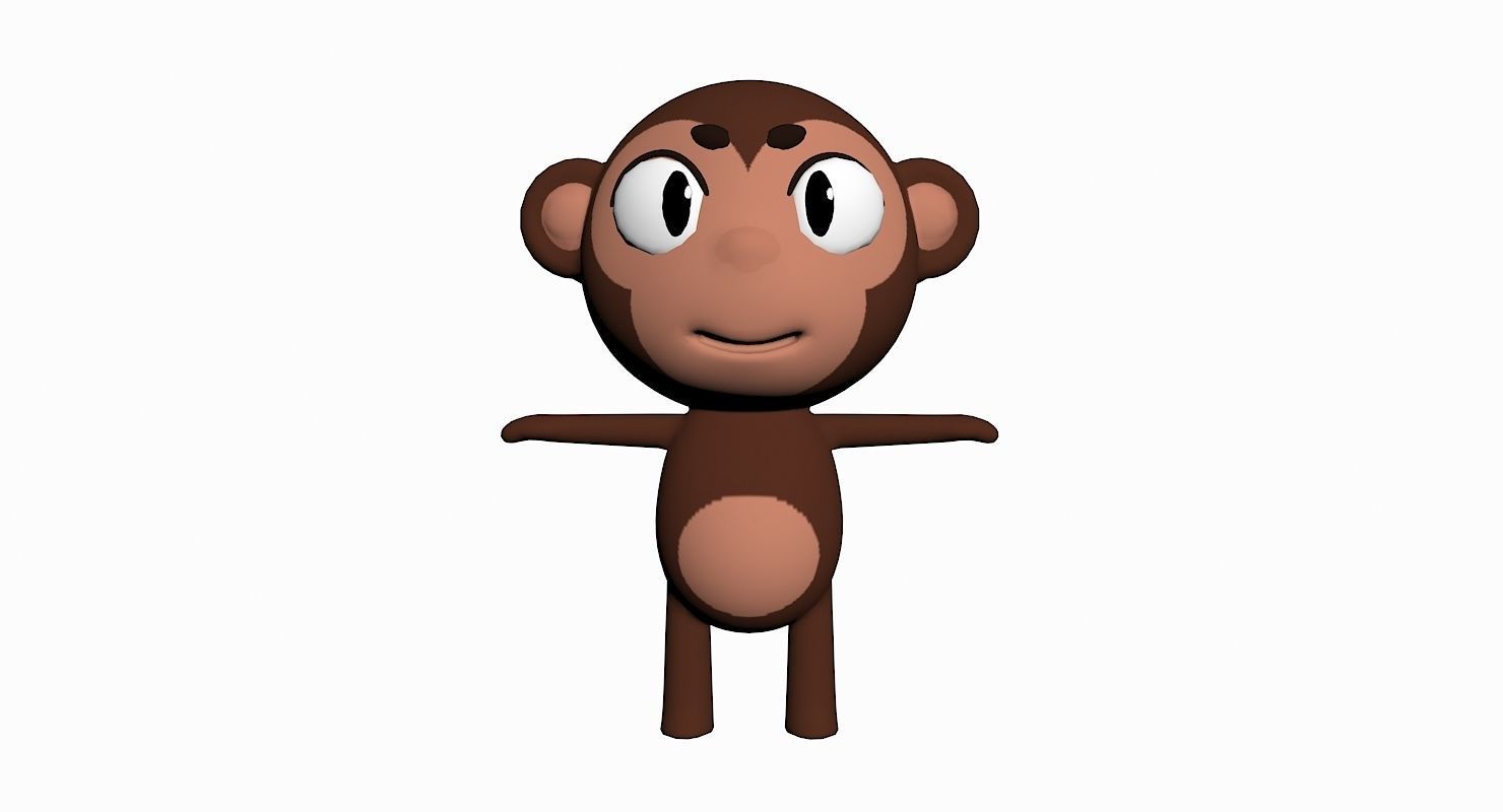 Cartoon Monkey Character Low-poly 3D model_1