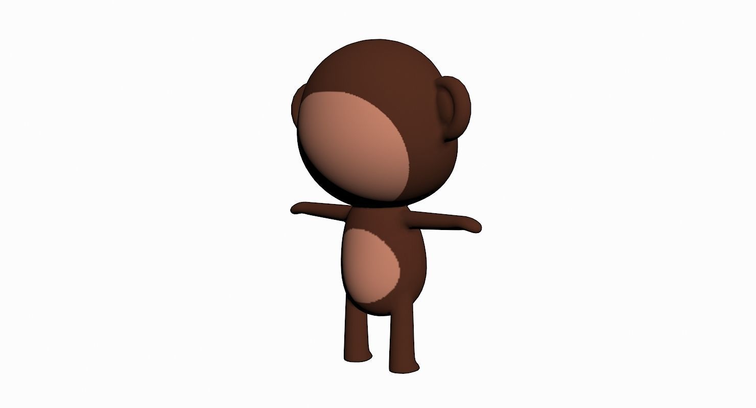 Cartoon Monkey Character Low-poly 3D model_4