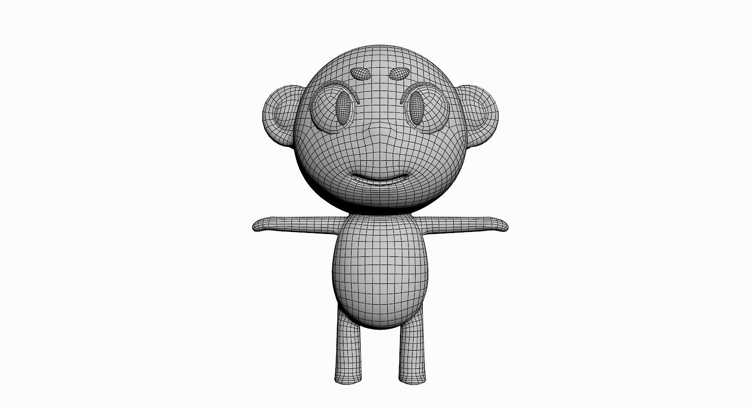 Cartoon Monkey Character Low-poly 3D model_7