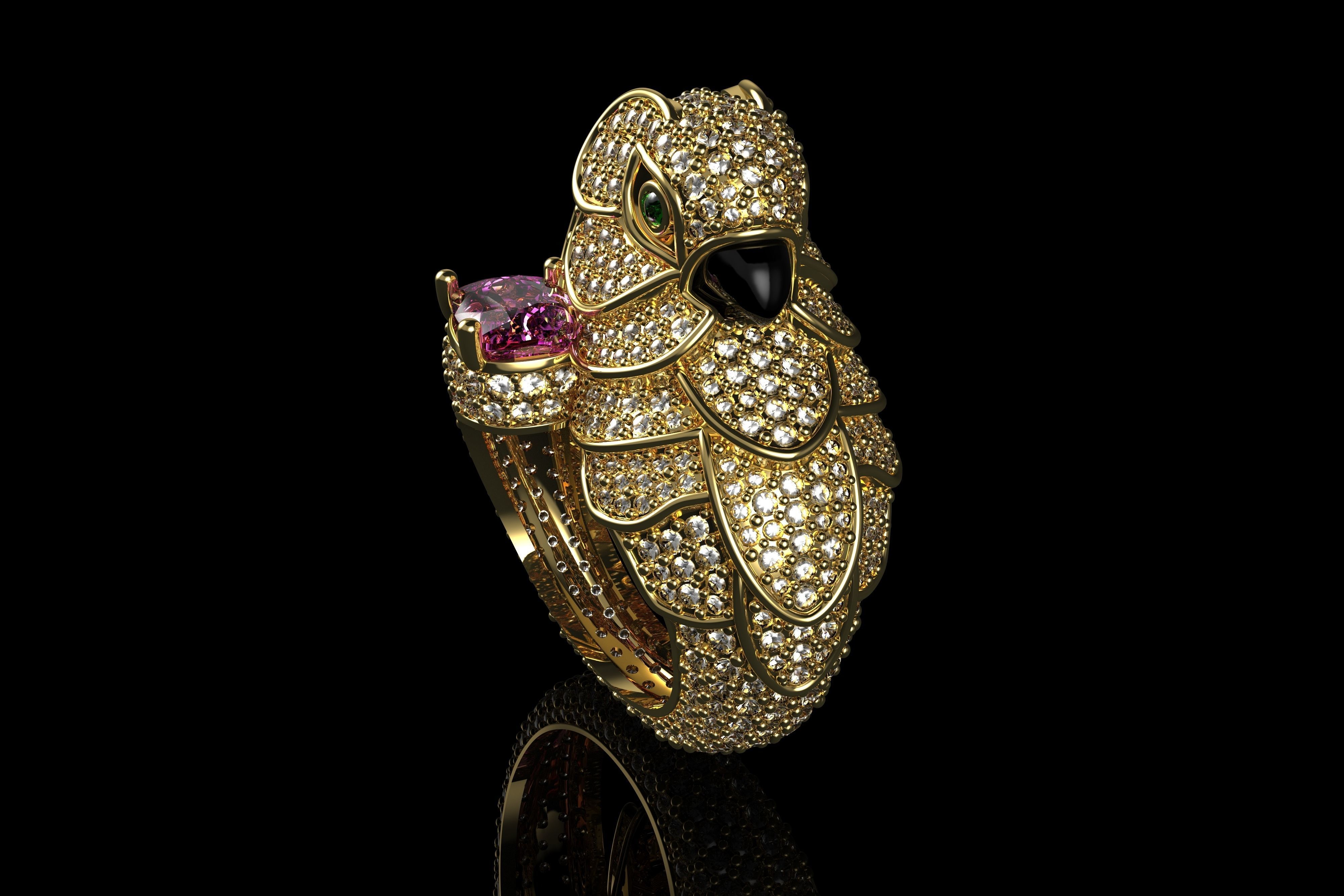 Sapphire Parrot Diamond Ring 3D print model_1