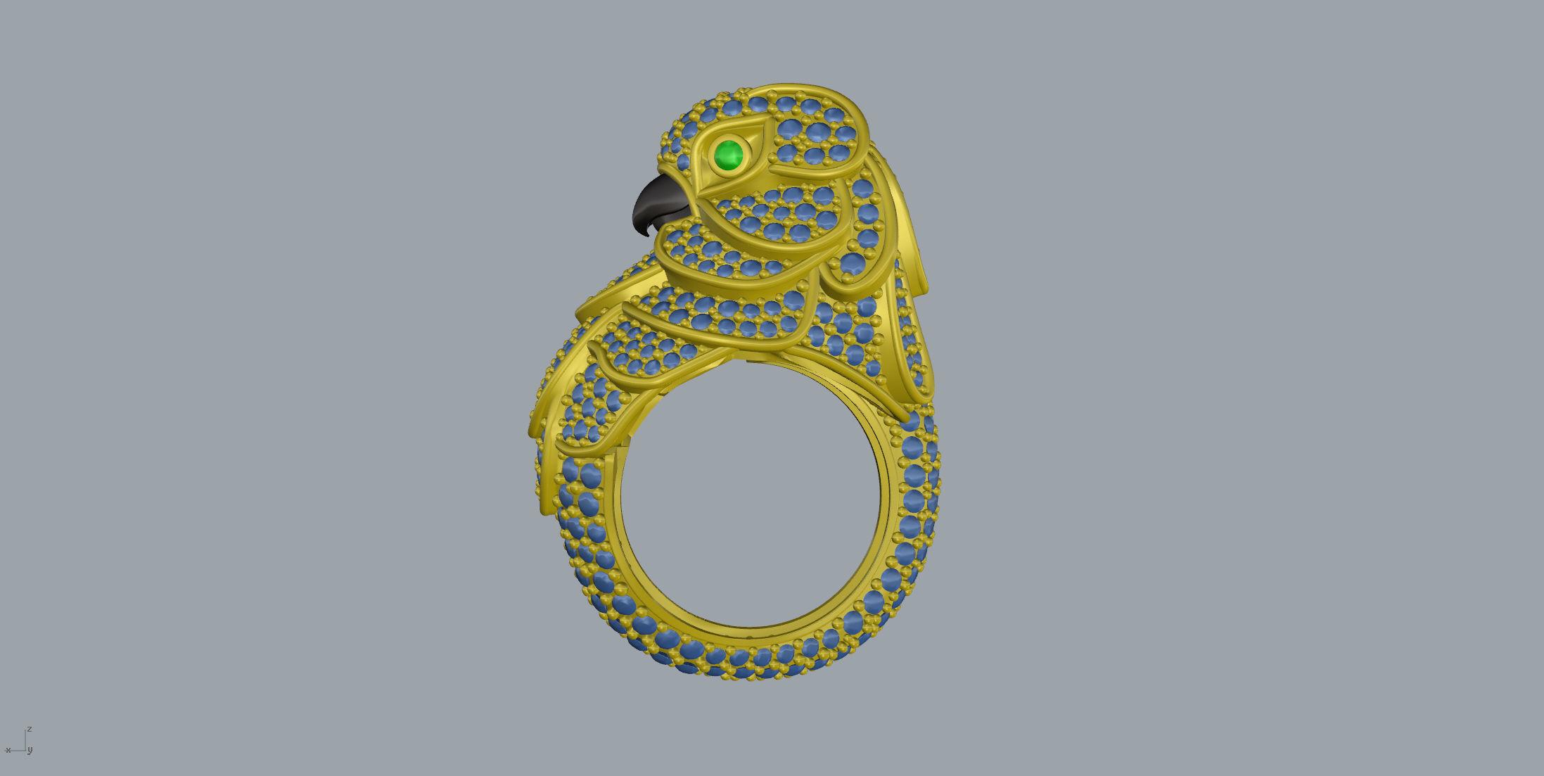 Sapphire Parrot Diamond Ring 3D print model_13