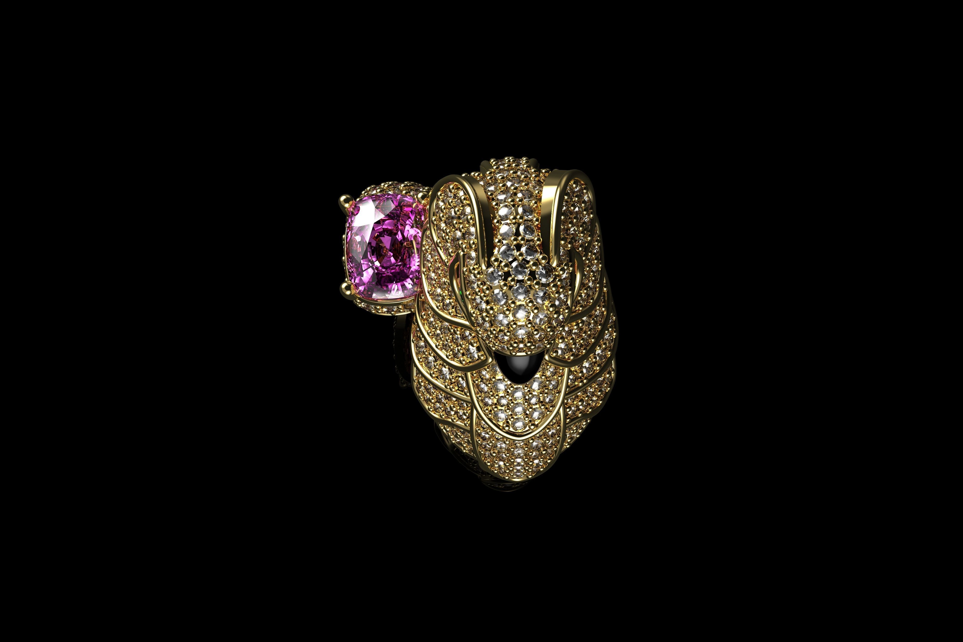 Sapphire Parrot Diamond Ring 3D print model_6