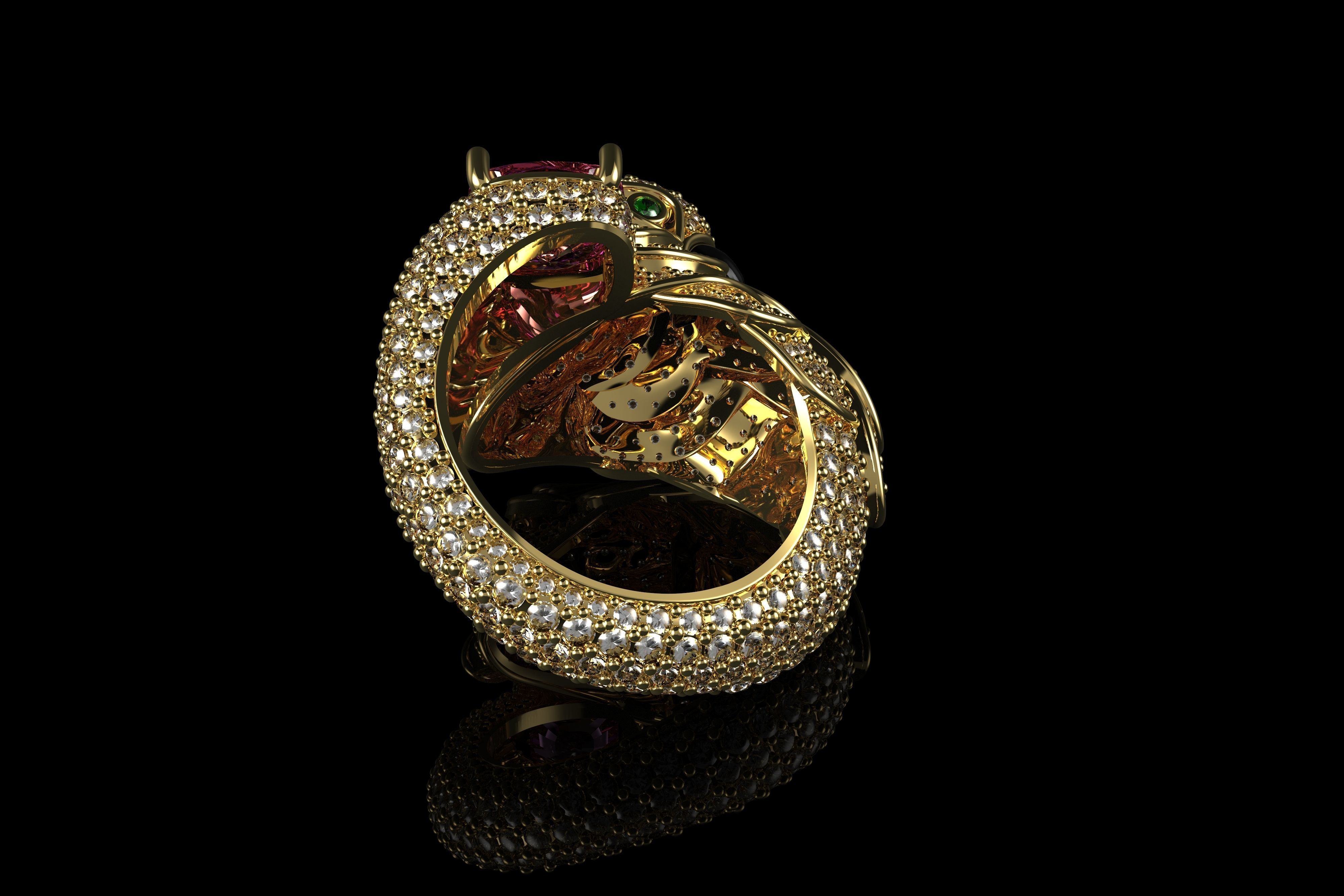 Sapphire Parrot Diamond Ring 3D print model_10