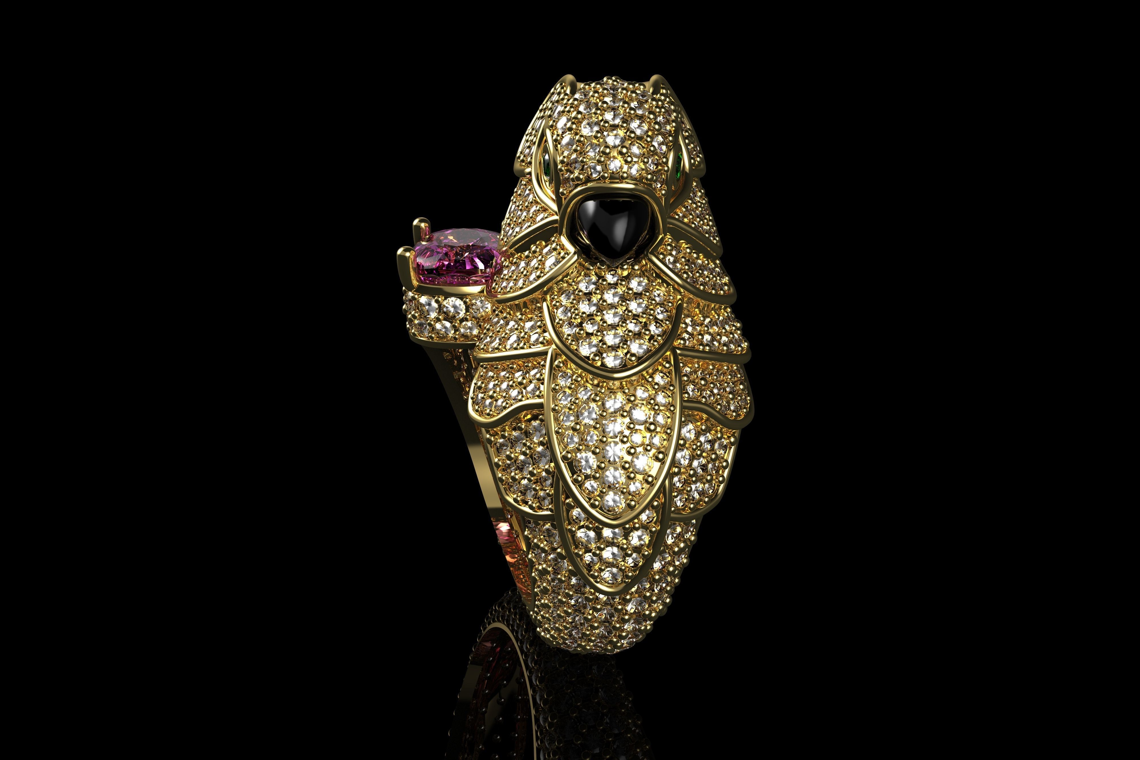 Sapphire Parrot Diamond Ring 3D print model_2