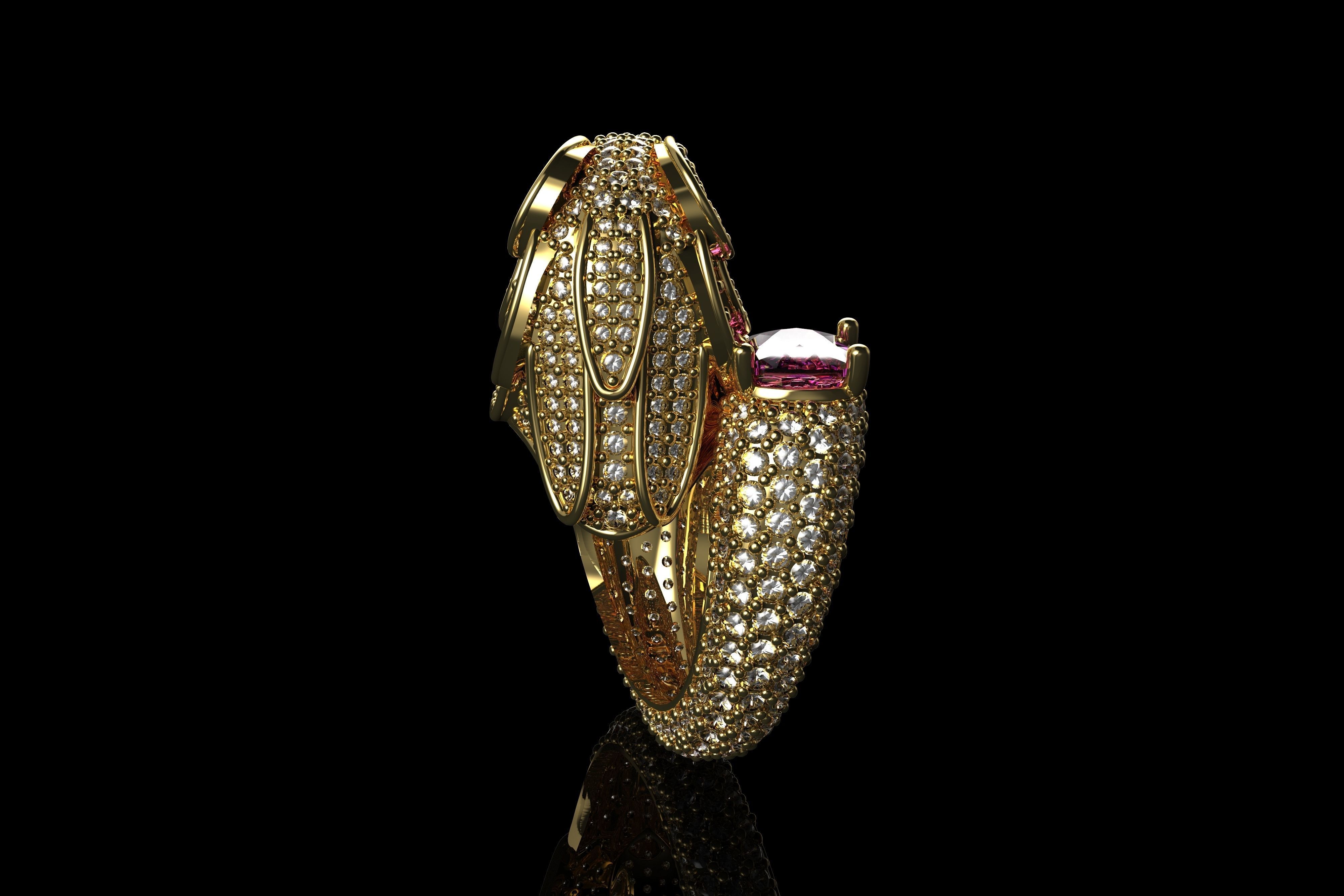 Sapphire Parrot Diamond Ring 3D print model_5