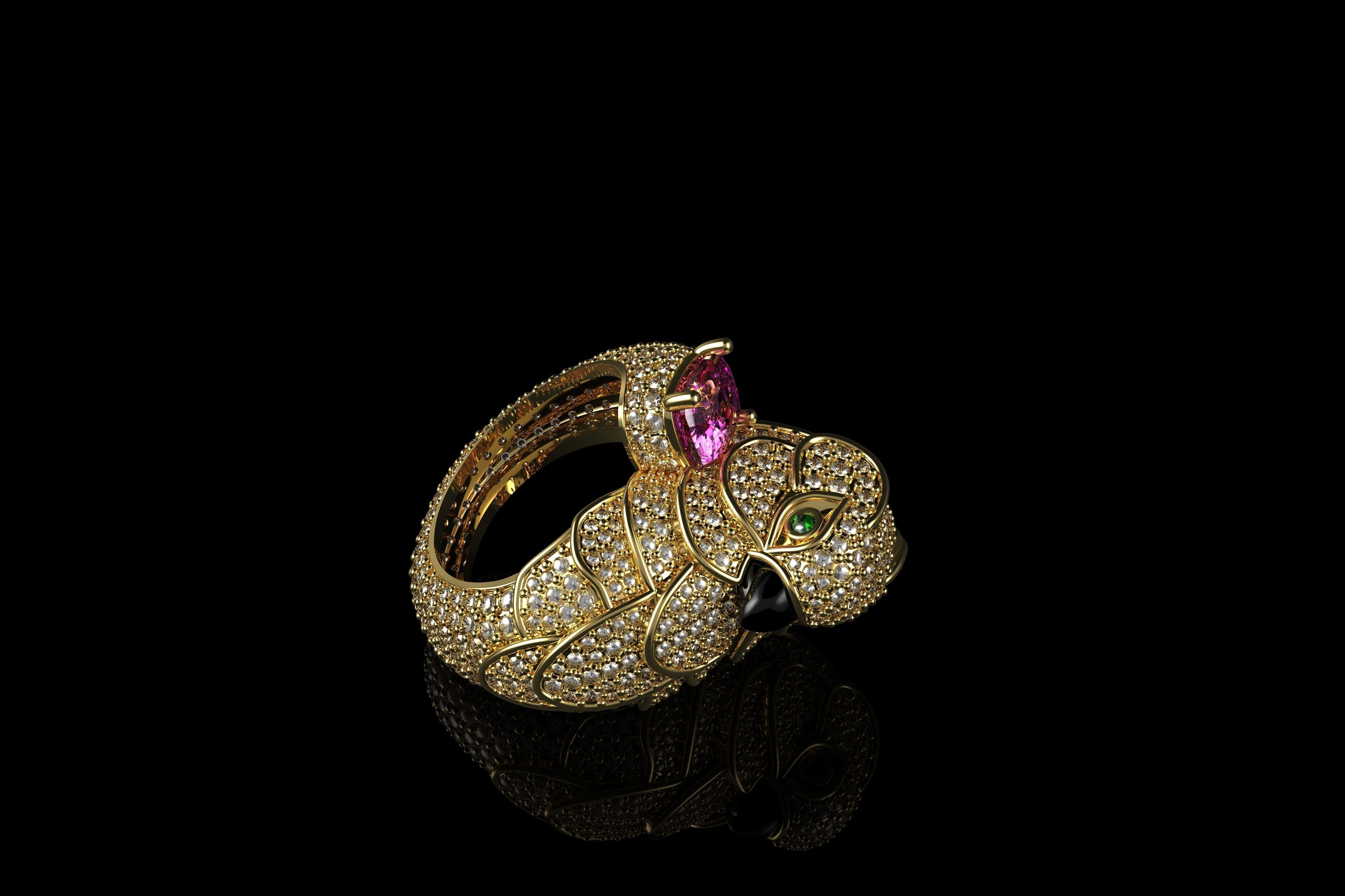 Sapphire Parrot Diamond Ring 3D print model_9