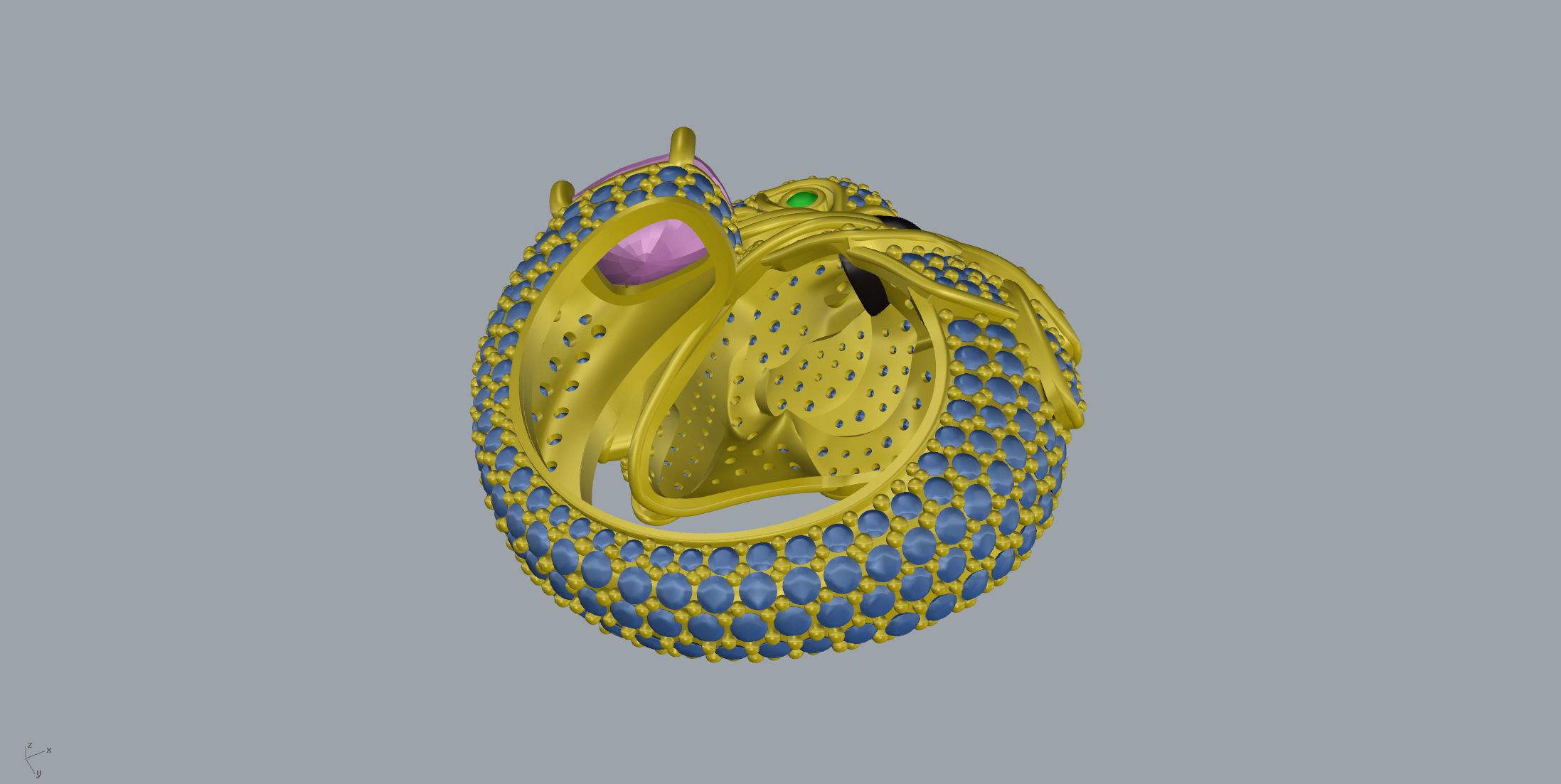 Sapphire Parrot Diamond Ring 3D print model_16