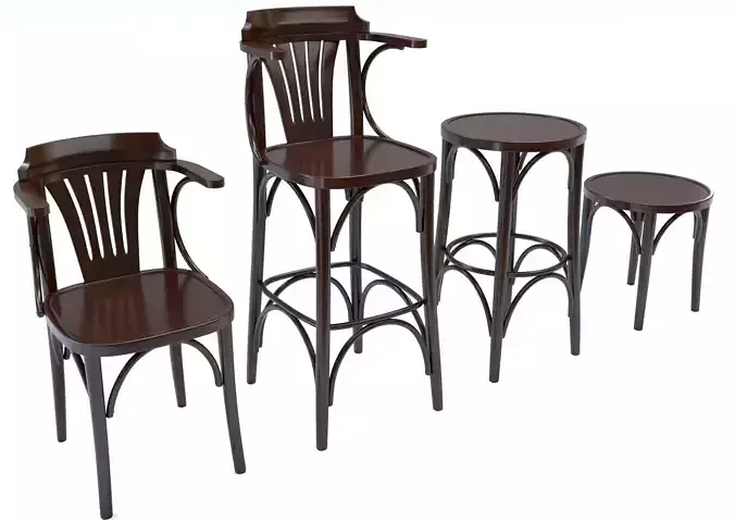 Bar Chair set 1 3D model