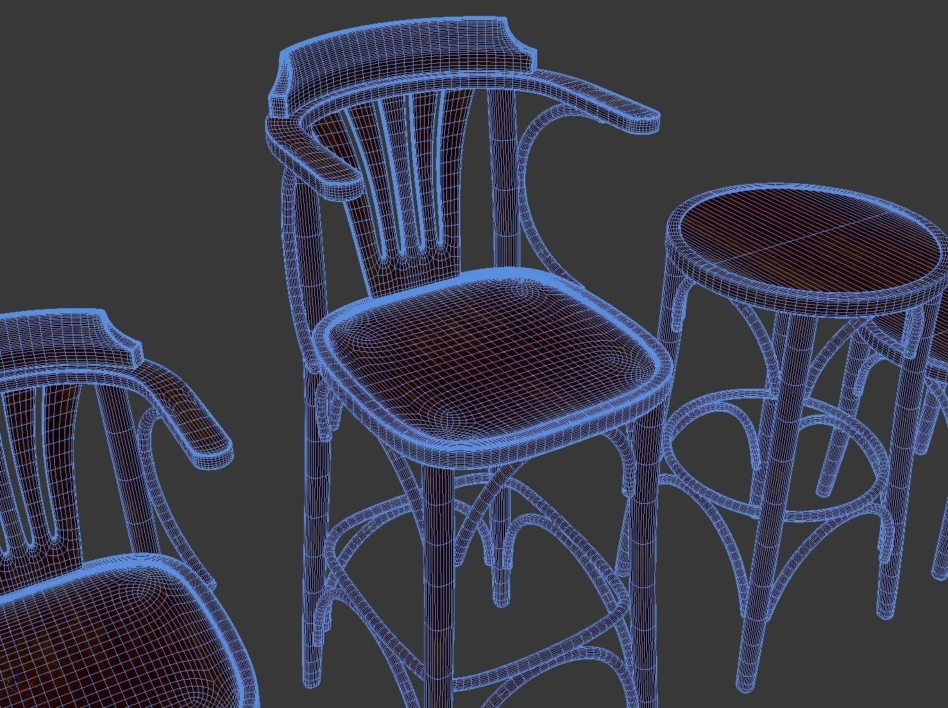 Bar Chair set 1 3D model_1