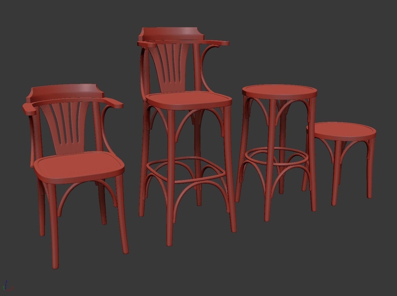 Bar Chair set 1 3D model_2