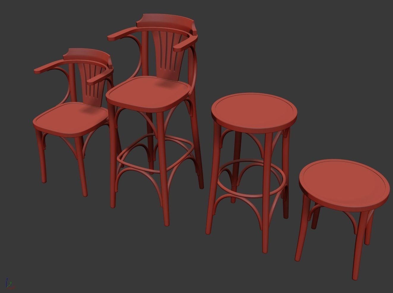 Bar Chair set 1 3D model_3