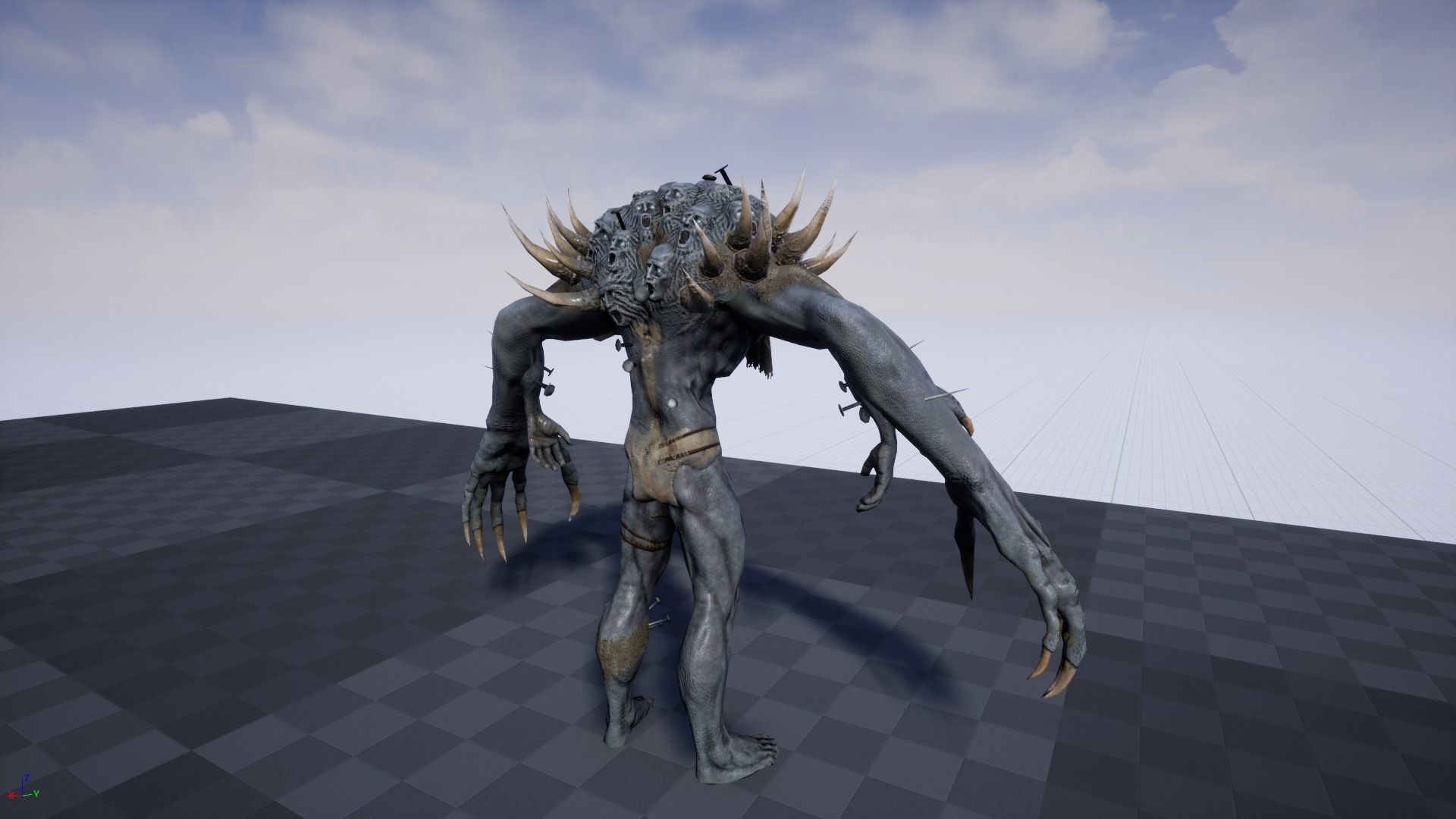 Reaper creature with long arms and claws Low-poly 3D model_13