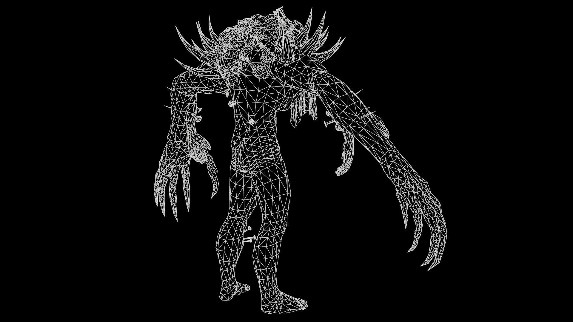 Reaper creature with long arms and claws Low-poly 3D model_19