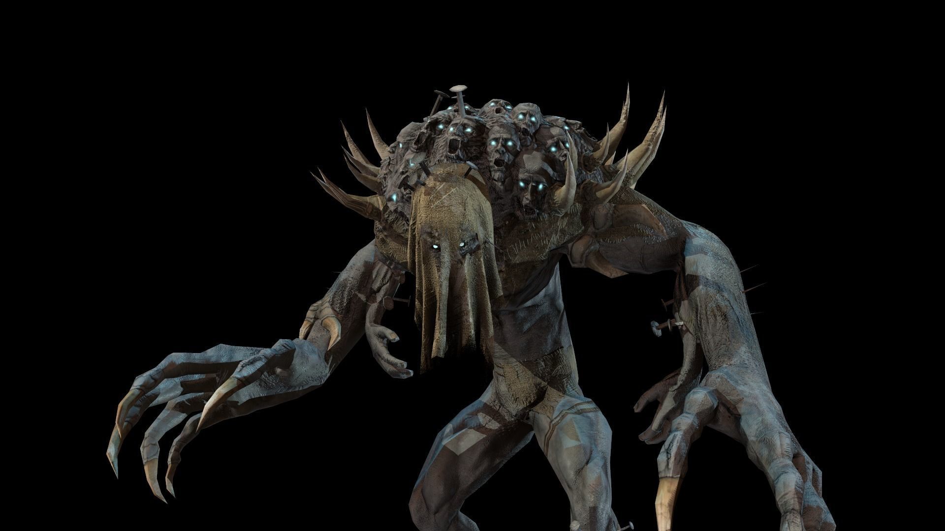 Reaper creature with long arms and claws Low-poly 3D model_20