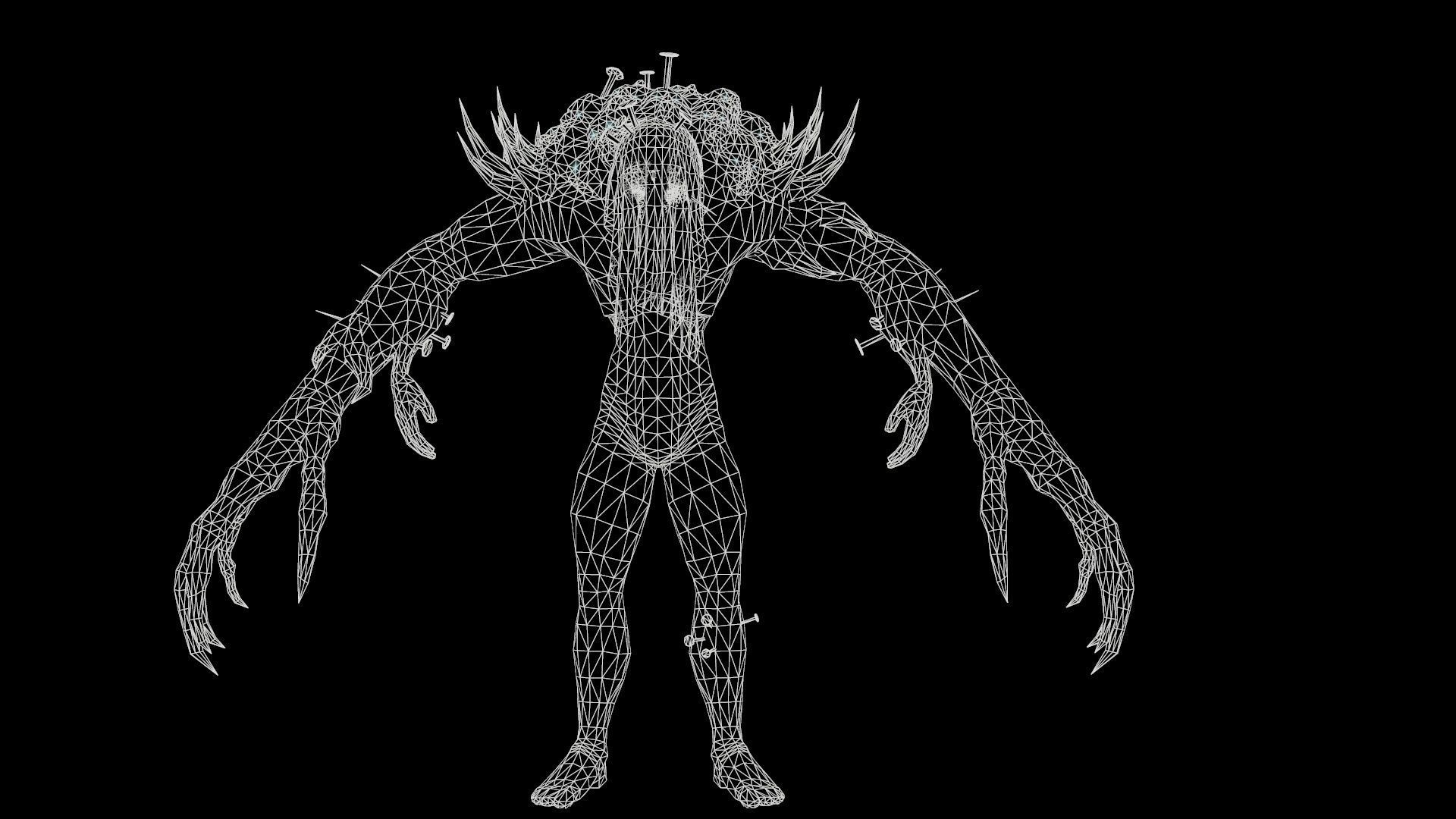 Reaper creature with long arms and claws Low-poly 3D model_12